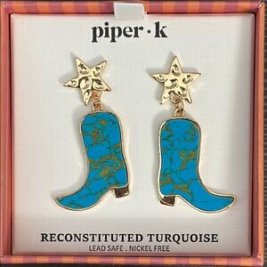 Piper K Turquoise Boot Earrings